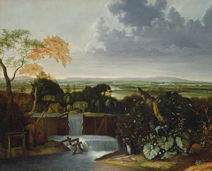 Paisaje Extenso con un Molino de Agua